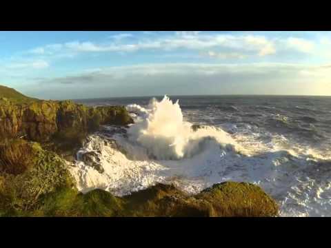 Fishing off the Aberdeen cliffs in heavy seas December 2015