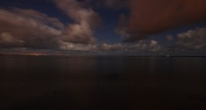 Looking out to sea from Whitesands beach, Dunbar, on a fine October night