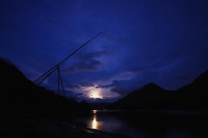 Early evening moonrise over the head of Loch Leven.