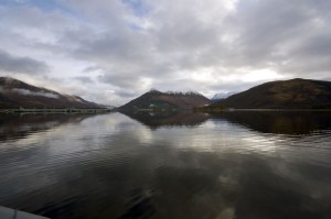 A calm February morning on Loch Leven, looking towards Glencoe campsite