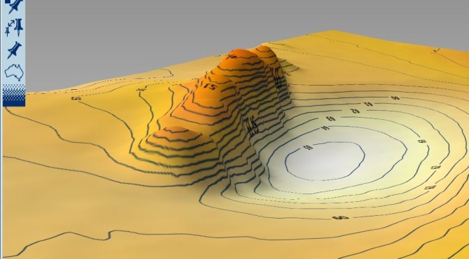 3D image of one of the peaks off Dunbar, generated by Reefmaster using UKHO survey data