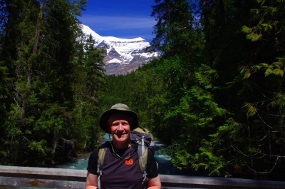 On the bridge marking the start of Berg Lake Trail