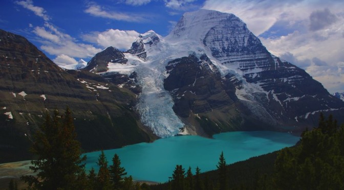 Mount Robson and Berg Lake, from above Toboggan Falls