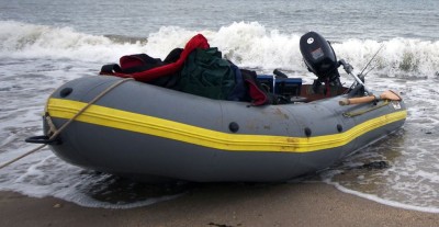 SIB ashore in a surf