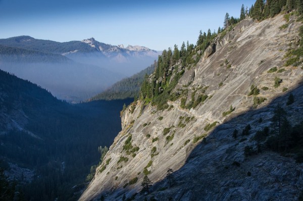 In parts the trail is blasted from solid granite