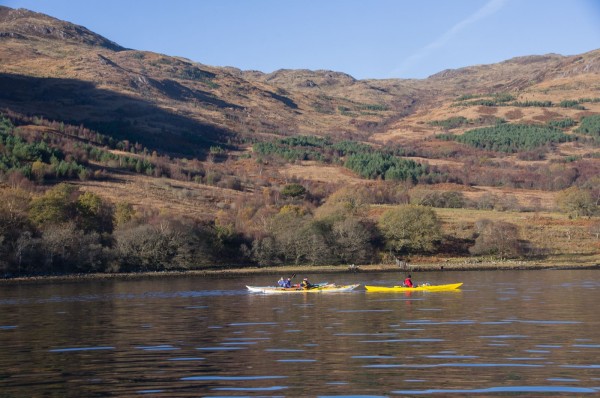 Sea kayaks on Loch Etive