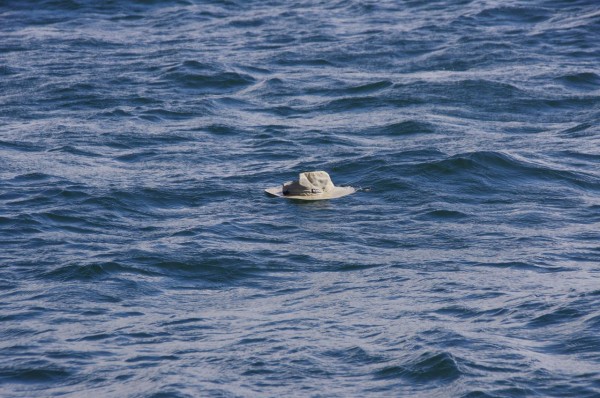 A sad end for my hat! - drifting out to sea on the breeze