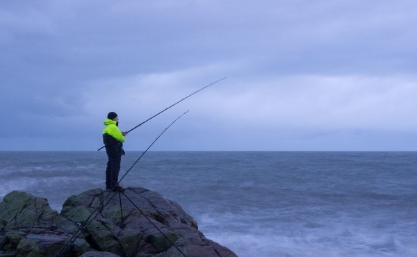 Fishing off an Aberdeenshire rock mark in January