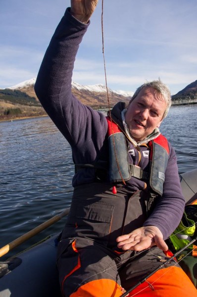 Seabed life in Loch Leven - some form of worm attached itself to Ian's rig