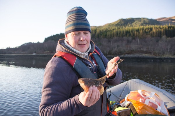 Ian with a tiny thornback ray