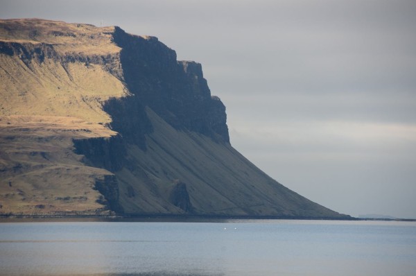 The Gribun Cliffs, Mull. Around 1000 feet high, with the road creeping along the bottom