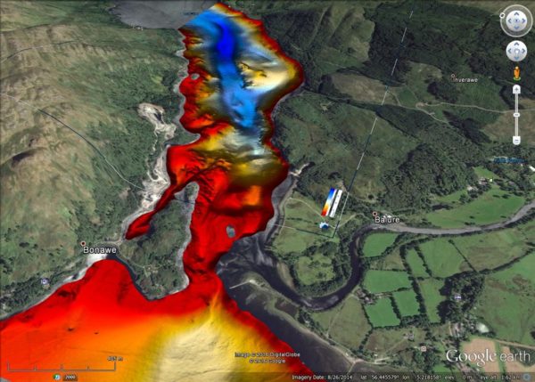 Google Earth view of 500 foot deep trench NE of Bonawe