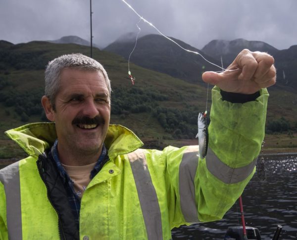 Another miniature mackerel falls to Trevor on Loch Leven