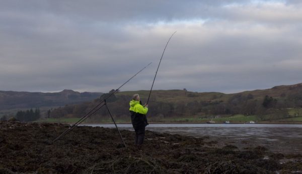 Fishing the south shoreline of Loch Etive near Achnacloich