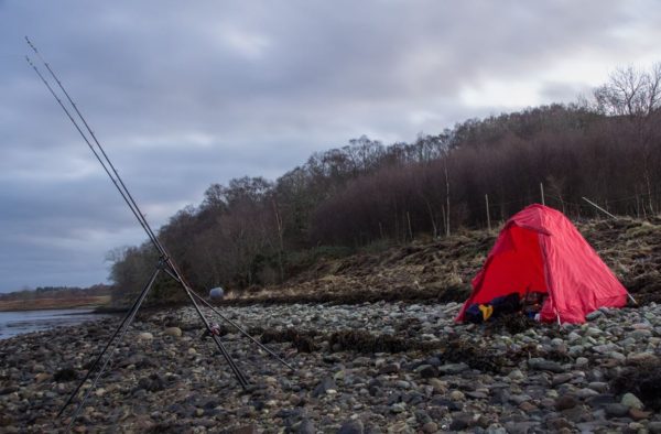 Extra shelter on a winters day - a beach buddy style bivi to ward off the breeze.