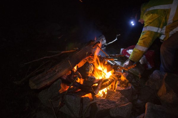 Dinner cooking on the campfire