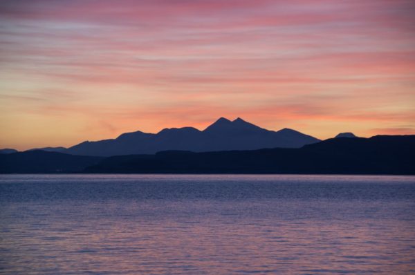 Just before sunrise on Ben Cruachan, viewed from Mull