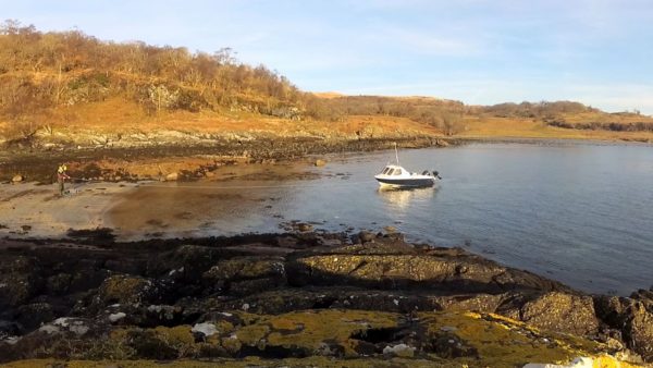 Hauling ashore from our overnight mooring