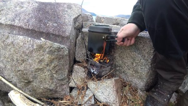 Brewing a coffee over my packable woodburner stove - a handful of twigs is all that's required.