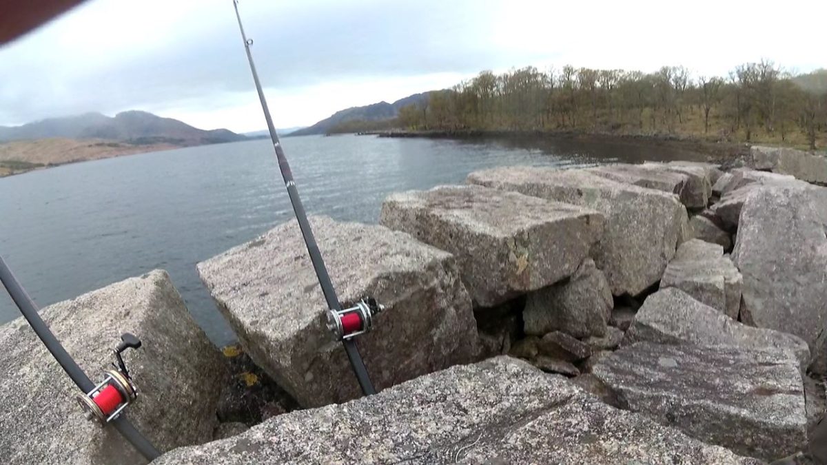 Ready and waiting - a pair of rods propped up and waiting for a bite