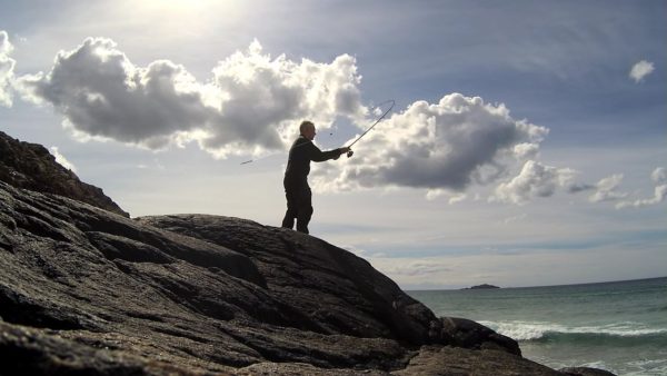 Light surf fishing near Sandwood Bay - just a spinning rod and mackerel strip