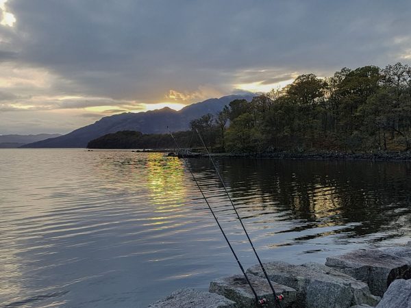 Sunset over Loch Etive. Fishing near Barrs on a calm November evening