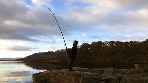 Striking into a spurdog, early November morning on Loch Etive. Cool, clear and beautiful.