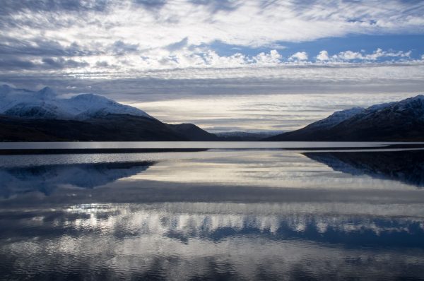 A beautiful but bitterly cold winter scene on Loch Etive, looking SW past Ben Cruachan