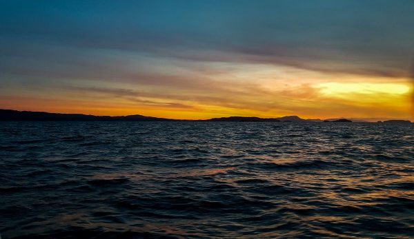 A cold winter sunset afloat near Kerrera, January 2018