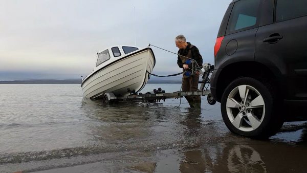 Launching my Longliner 2 dinghy at Ganavan, just north of Oban