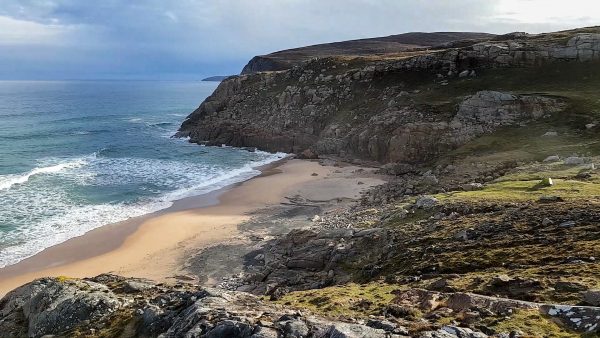 A cracking campsite on the machair, perched just above a beautiful beach in North West Sutherland