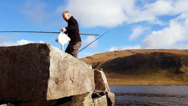 A small thornback ray adds variety to the catch on Loch Etive