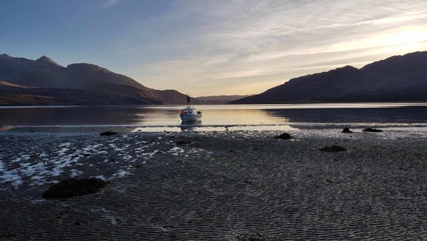 Sandy beach at Barrs, Loch Etive. just after the sun has disappeared for the evening