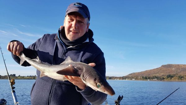 Ian with a modest spurdog - not big, but still one of the better ones we caught