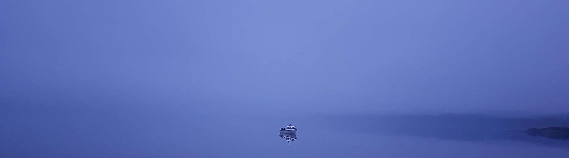 Very hard to tell the difference between sea and sky on this misty morning on Loch Etive - our little boat appears suspended rather than afloat