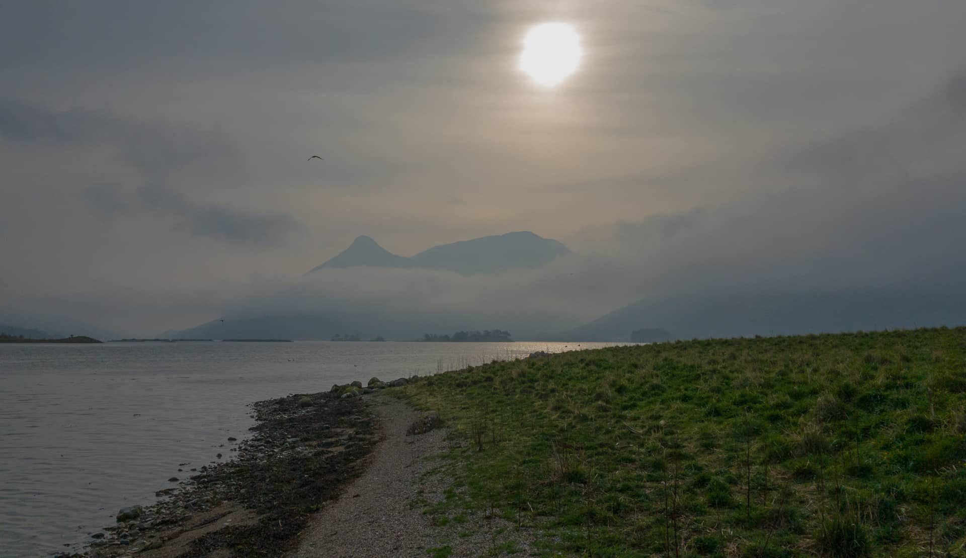 Hazy sunshine on Loch Leven, April 2019